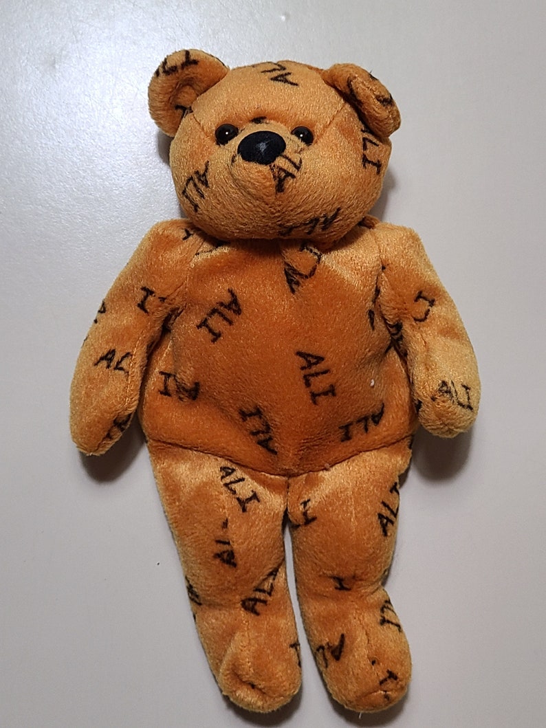 Puf de felpa de 8 pulgadas, muñeco Muhammad Ali Teddy Bear, buen estado imagen 1