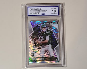 Zach Wilson 2021 Rookies & Stars Silver Pulsar Prizm RC Rookie Football Card classificata CCG 10 Gem Mint
