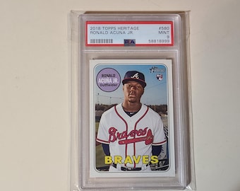 Ronald Acuna Jr. 2018 Topps Heritage RC Rookie Baseball Card graded PSA 9 Mint