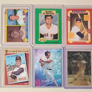 Carl Yastrzemski 6 Baseball Card lot Topps, Donruss, Sportflics
