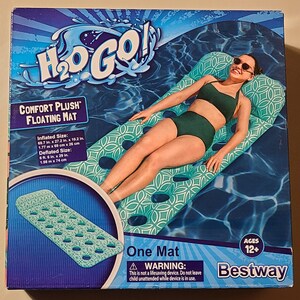 H2O Go! inflatable Adult Comfort Plush Floating Mat by Bestway for ages 12+ (Brand New Sealed