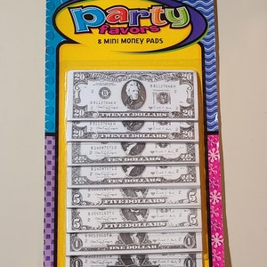 8 Mini Money Pads Party Favors (Brand New and Sealed) 20 10 5 1 Dollar Bills