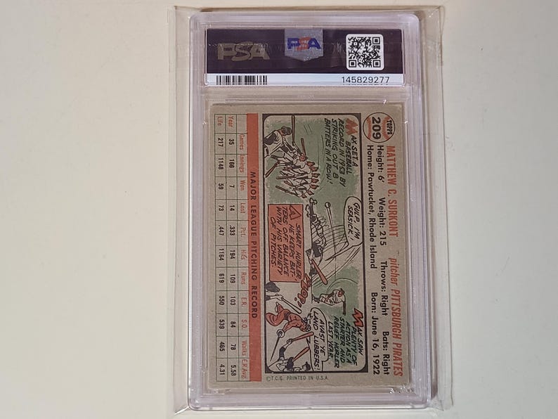 Max Surkont 1956 Topps Baseball Card graded PSA 2 Good immagine 3