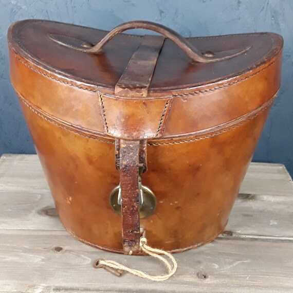 Antique / Vintage Leather Hat Box with Bowler Hat