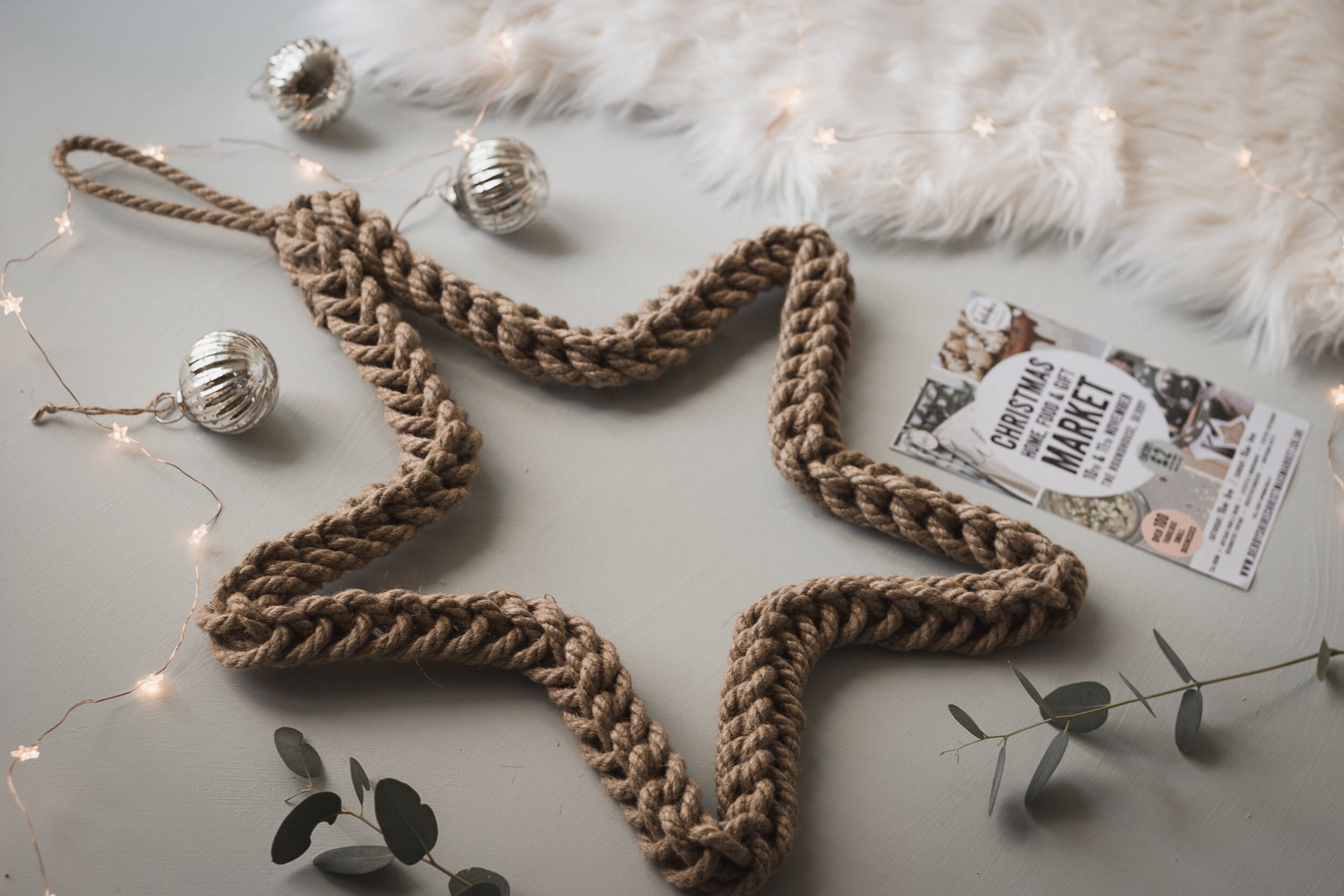 25cm Star Rope Wreath Handmade // Christmas Wreath // Front Door