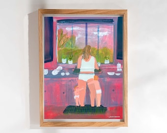 Seis cuarenta y cinco de la mañana / Arte de la maternidad / Lámina artística para madre de dos hijos / Vida de mamá / Lámina artística