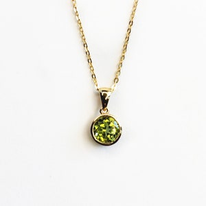 14K Solid gold Peridot gemstone pendant