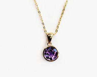 14K Solid gold Amethyst gemstone pendant