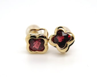 14k gold Garnet Lily cut gemstone earrings