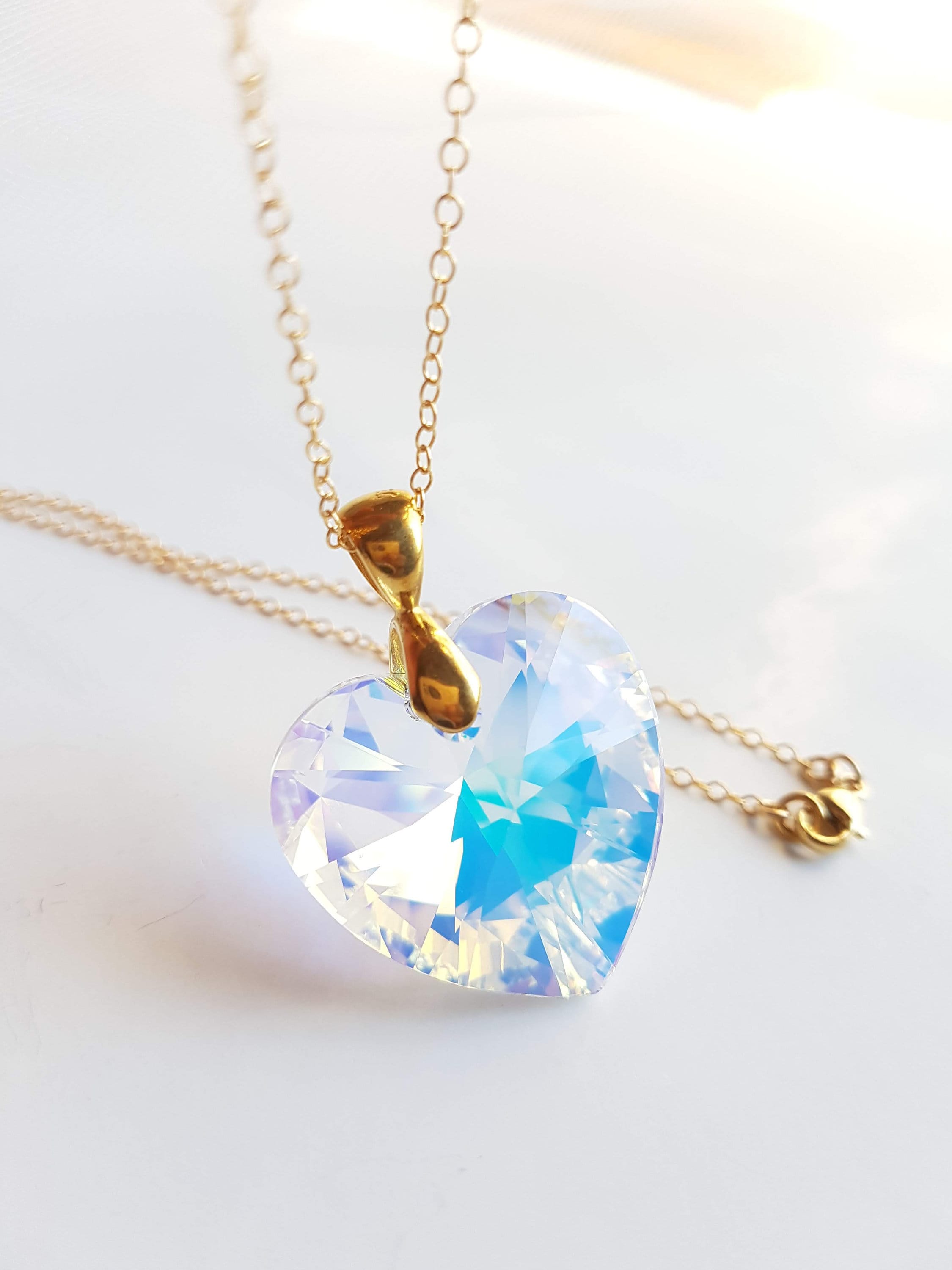 アクセサリーその他 Crystal Heart Necklace Crystal Heart Pendant Necklace, Valentines Day Gift, Wedding