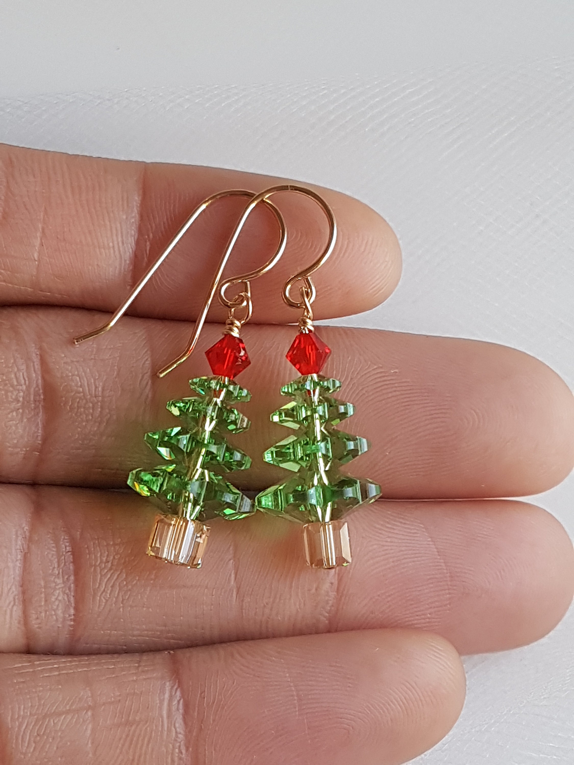 Orecchini a forma di albero di Natale in smalto, gioielli festivi, orecchini a forma di albero di Natale verde, orecchini natalizi, orecchini festivi, orecchini originali natalizi - Italia