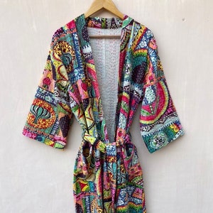 EXPRESS DELIVERY- Women Wear Kantha Quilted Jacket Women Wear Coat Indian Style Quilted Jacket, Cotton Comfortable night kimono jacket