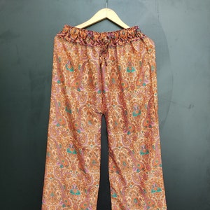 Saree Pajama Pants Floral Print Women Lounge Pants Beach Pants Floral Trouser Boho Festival Pants Pajama Sari Pant Harem Pants