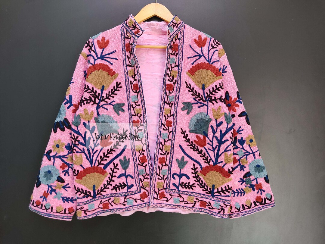Cotton Suzani Hand Embroidery Jacket Coat Women Wear Winter Etsy