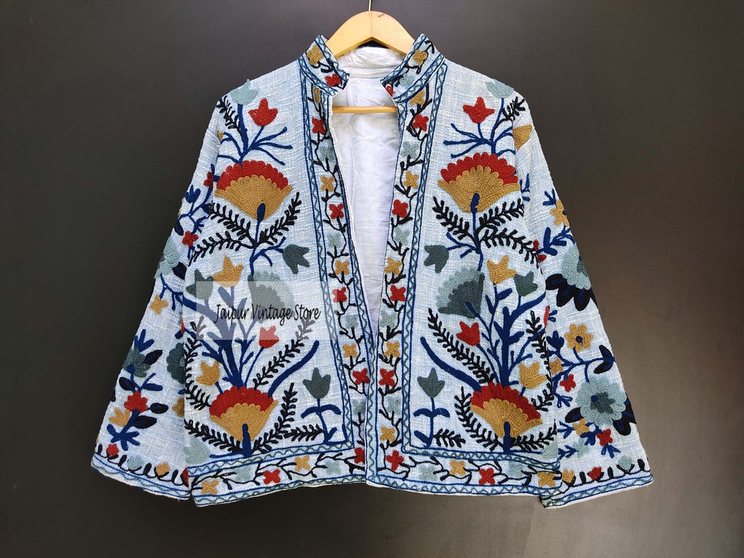 Cotton Suzani Hand Embroidery Jacket Coat Women Wear Winter Etsy