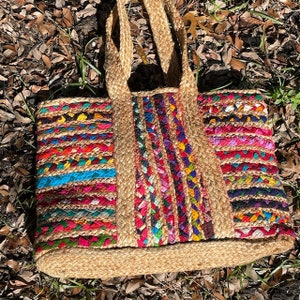 Jute Bag, Multicolored Indian Handmade Jute Bag, Women Bags, Jute Tote bags, Shoulder Bag