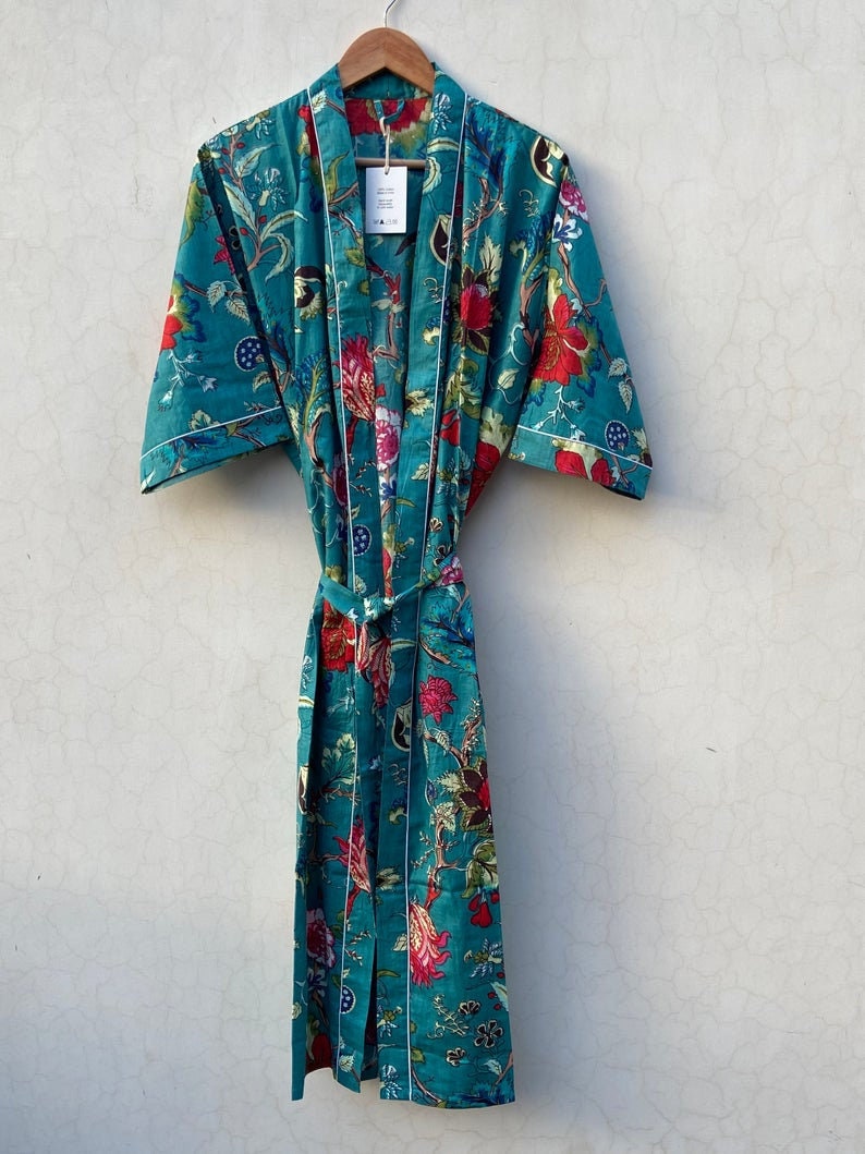 Kimono Cotton Kimono Bathrobe Gift for Her Floral Print - Etsy