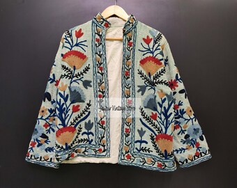 Giacca Suzani TNT, Giacca ricamata Suzani fatta a mano indiana, Cappotto da giacca da donna, Cappotto Suzani, Abito, Regalo per lei, Regalo di Natale