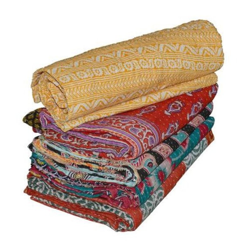 Vintage Kantha Quilts Reversible Throw Bedspread Handmade Etsy