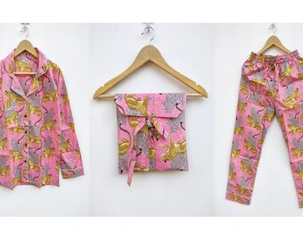 Tiger Print Cotton Bridesmaid pjs, bridesmaid pj set, bridesmaid pj, bridesmaid pj shirt, bridesmaid pj pants, bridesmaid pj shorts