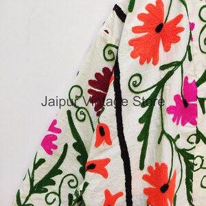 Suzani Hand Embroidered Coat, Short Jacket Women Wear Winter Boho Uzbek Kashmir Crewel Christmas Special Gift, Indian Handmade Emboridery image 3