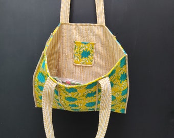 Handmade Quilted Tote Shopping Bag, Block Print Cotton Market Bag, Jhola Bag, Hippie Bag, Market Bag, Indin Hanmade Jhola bags