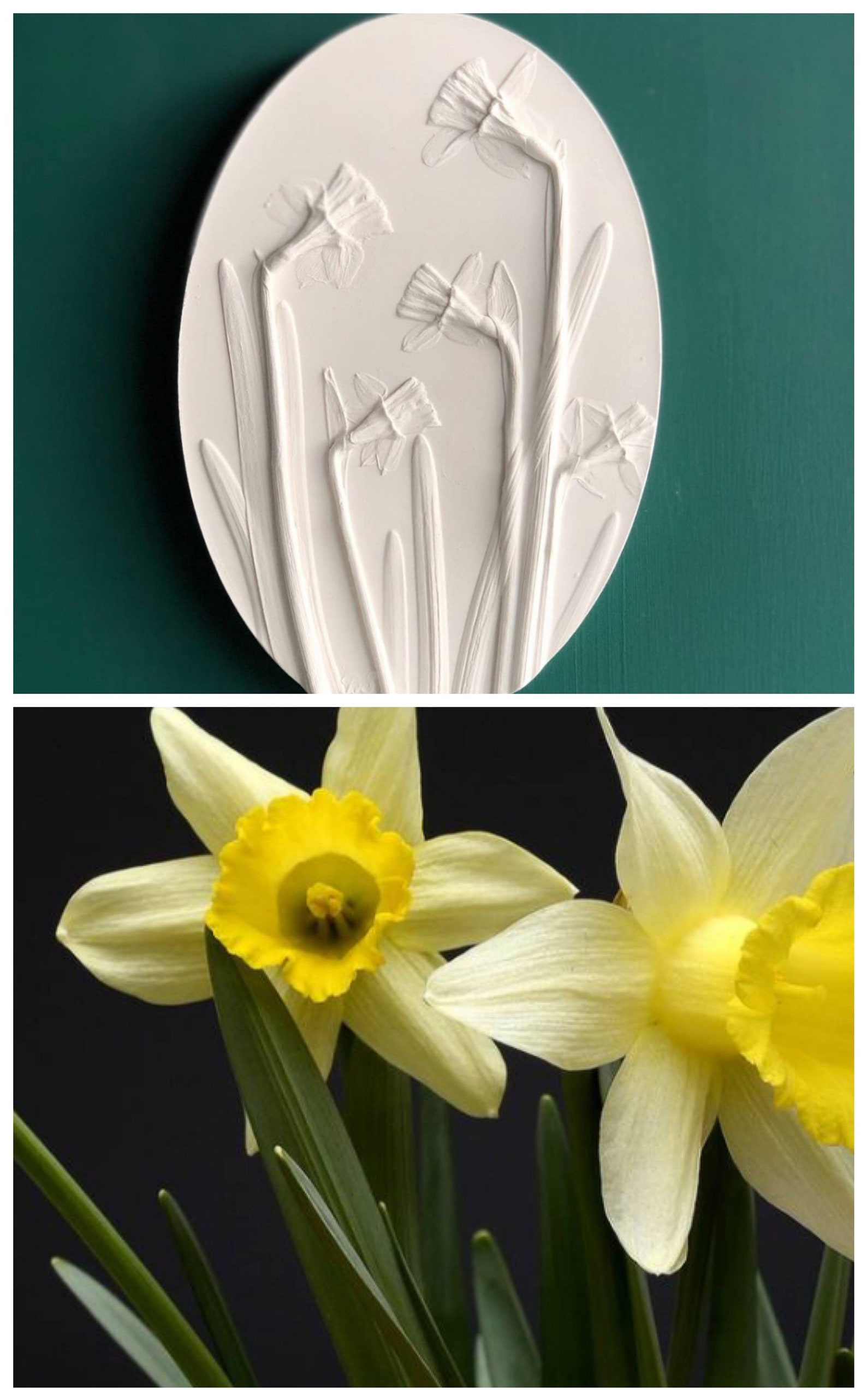 Daffodils flowers ceramique tile for loft green home decor. Etsy