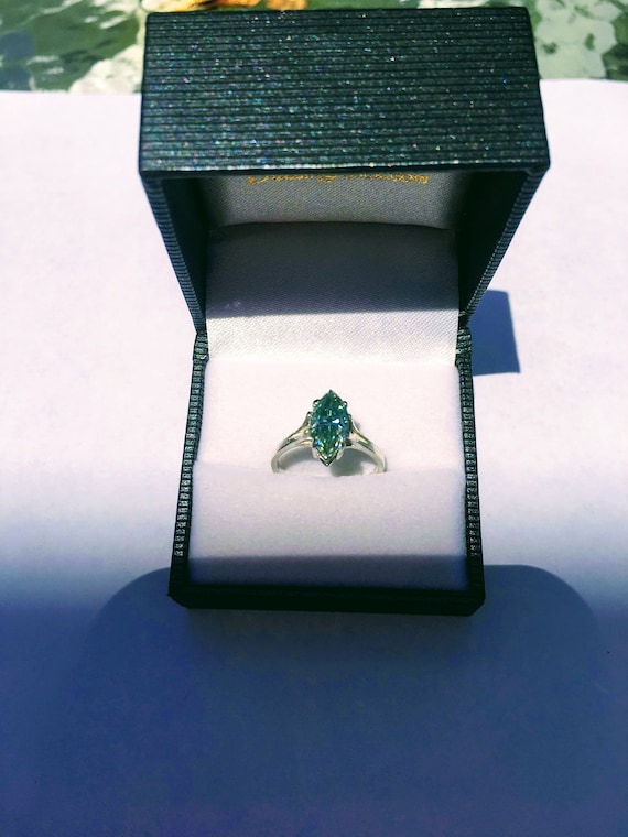 2.43CT Round Moissanite Blue Sapphire Halo Engagement Ring 925 Sterling Silver