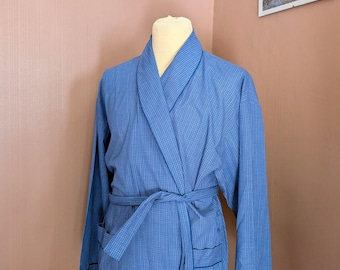 Men’s Dressing Gown Blue Medium | BHS Robe Cotton Blend | Lightweight Housecoat