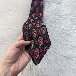 Vintage Tootal Paisley Tie | Bold Red and Blue Pattern | Made in Britain