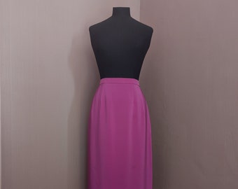 Falda lápiz rosa vintage de los 80, efecto satén, talla 14 del Reino Unido