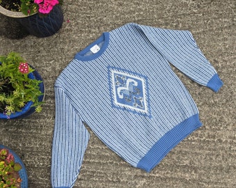 Vintage 1980s Men's Jumper | Size Large | Retro Knit Sweater | Classic 80s Fashion
