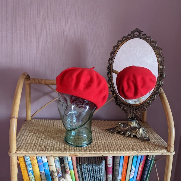 red wool beret, kangol wool winter hat, wool winter beret, kangol brand hat, red beret, red winter hat