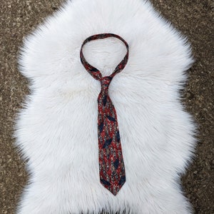 Vintage St. Bernard Red & Blue Geometric Pattern Tie | Unique Retro Design