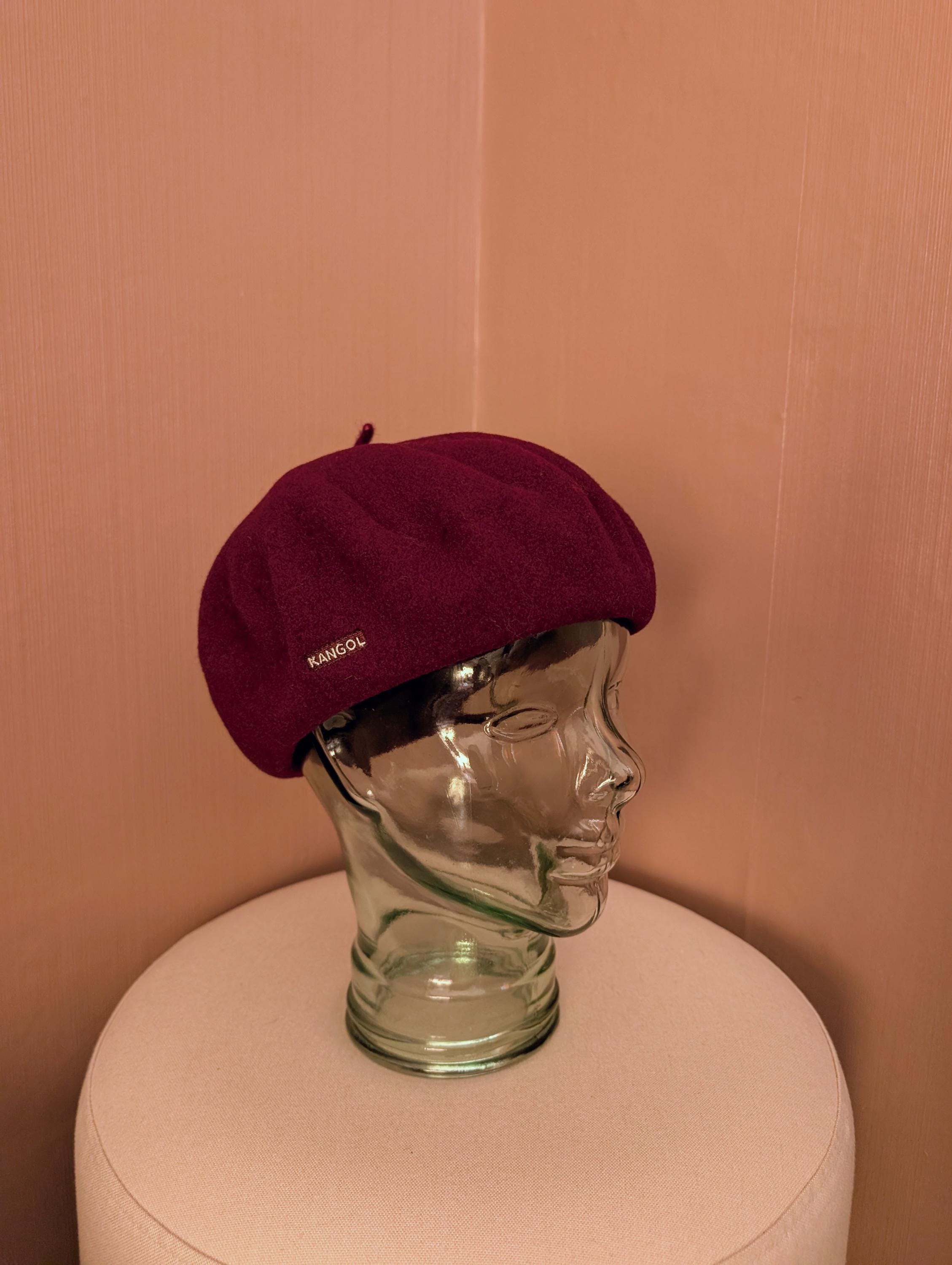 Vintage Kangol Wool Beret – Deep Burgundy, Modelaine, Made  display picture 3