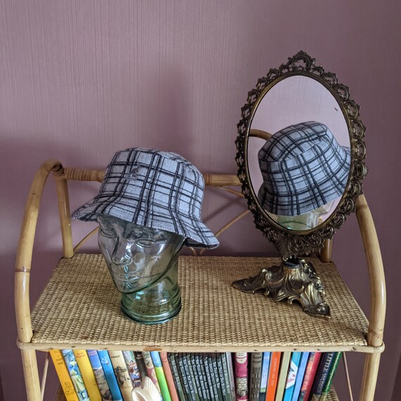 beautiful check pattern bucket hat, check kangol h