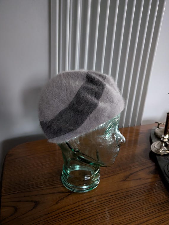 Vintage Kangol Design Furry Cloche Hat Made in England Grey - Main Image