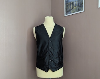 Vintage 1980's Black Leather Biker Vest - Men's Size XL