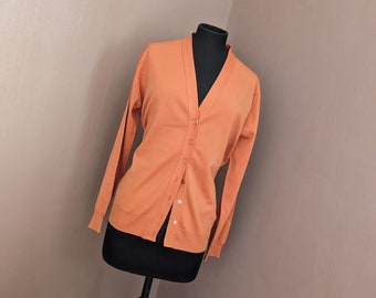 stunning orange colour v neck cardigan, size M, button down cardigan