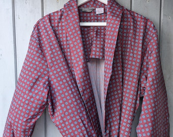 Vintage Regency by Tootal Burgundy Satin Dressing Gown Robe M