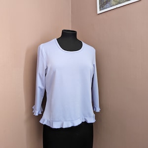 lilac ruffle detail top, size UK 12, cute 1990&#39;s top