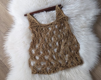 1970s Boho Macramé Handbag with Wooden Bar Handle – Natural Raffia / Jute Tote