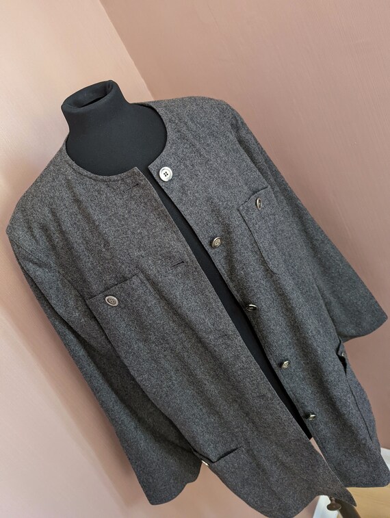 vintage charcoal grey wool coat , UK size 18, Jae… - image 7