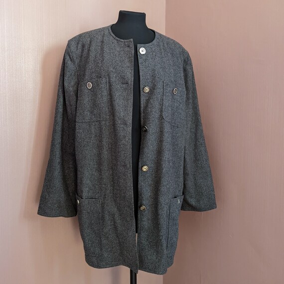 vintage charcoal grey wool coat , UK size 18, Jae… - image 8