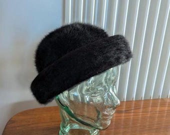 Vintage Kangol Furgora-hoed - zwart, gemaakt in Groot-Brittannië - klassieke retro fuzzy-hoed