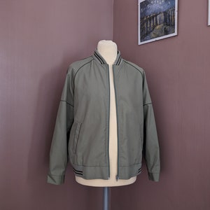 Vintage Green Bomber Jacket - Keynote Menswear - Retro Lightweight Jacket, 1980s Style, Size Medium