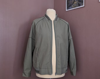 Chaqueta bomber verde vintage - Keynote Menswear - Chaqueta ligera retro, estilo años 80, talla M