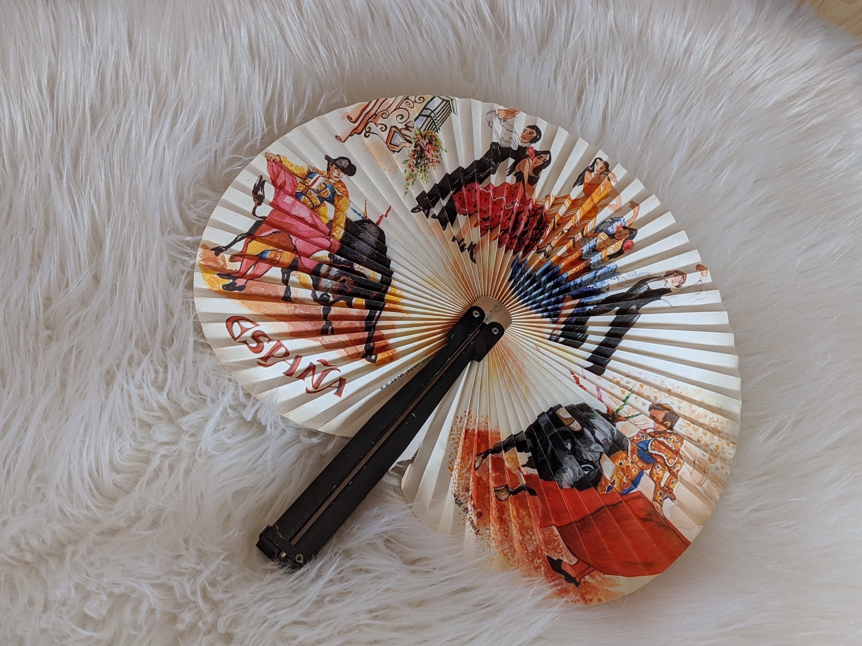 Round Spanish Hand Fan Vintage Spanish Fan Español Hand Fan Etsy UK