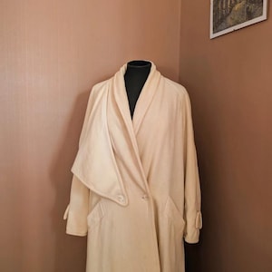 Vintage Wallis Petite Pure New Wool Cream Wrap Coat | UK 10 | Timeless Elegance | Made in the UK
