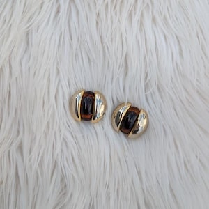 Vintage Gold and Amber Style Clip-On Earrings | Retro Bold Statement Earrings
